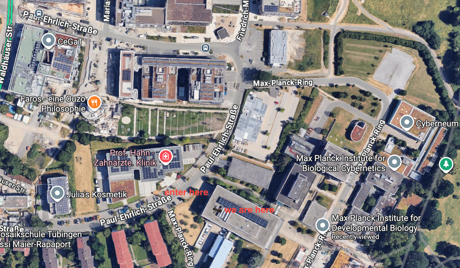 Map of MPI Biology entrance